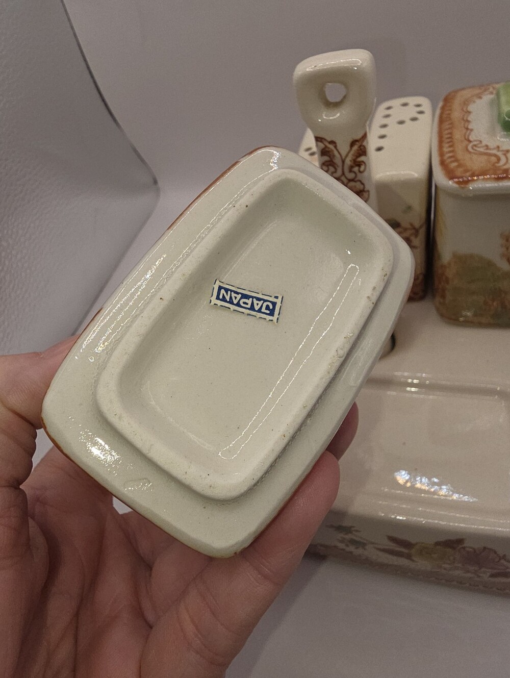 Brown & Richie Vintage Oriental Gardens Ceramic Condiment Set - Missing 1 Piece - Picture 6 of 6
